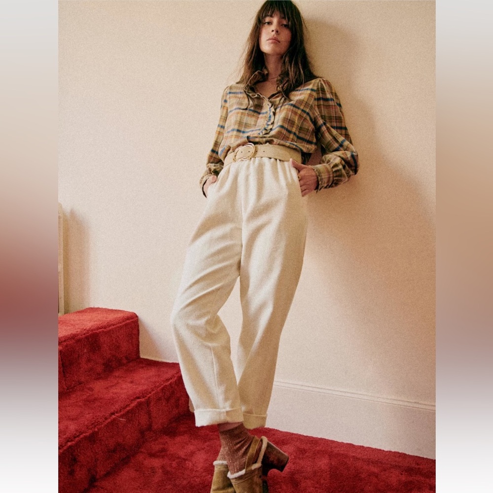 Sezane Ross Trousers Ecru - Size 6 NWT